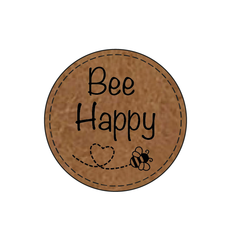 Bügelbild Label Bee happy